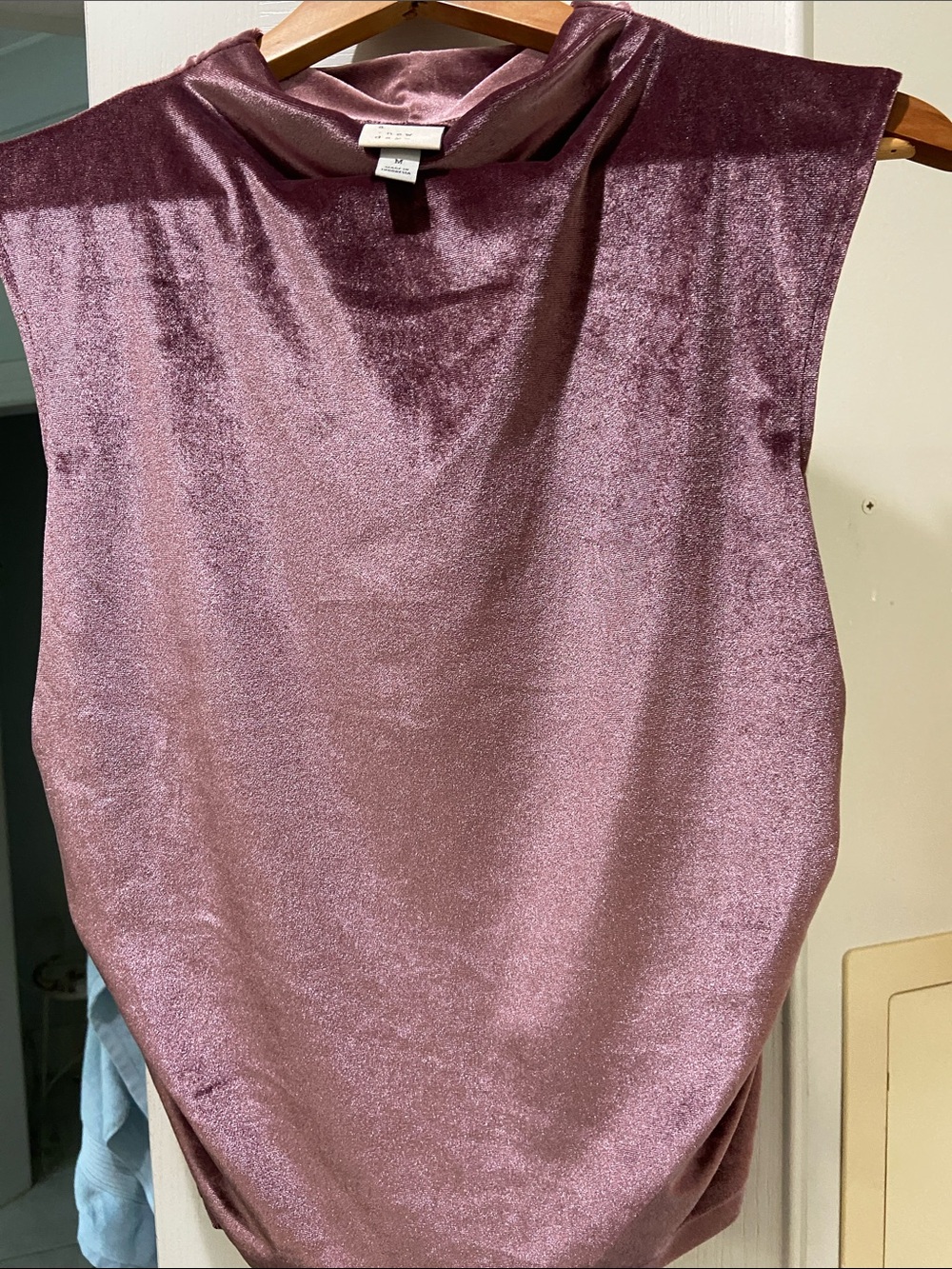 a new day Metallic Dusty Rose Sleeveless Mock Neck Tank